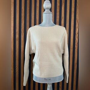 Express Cream oversized Ribbed sweater